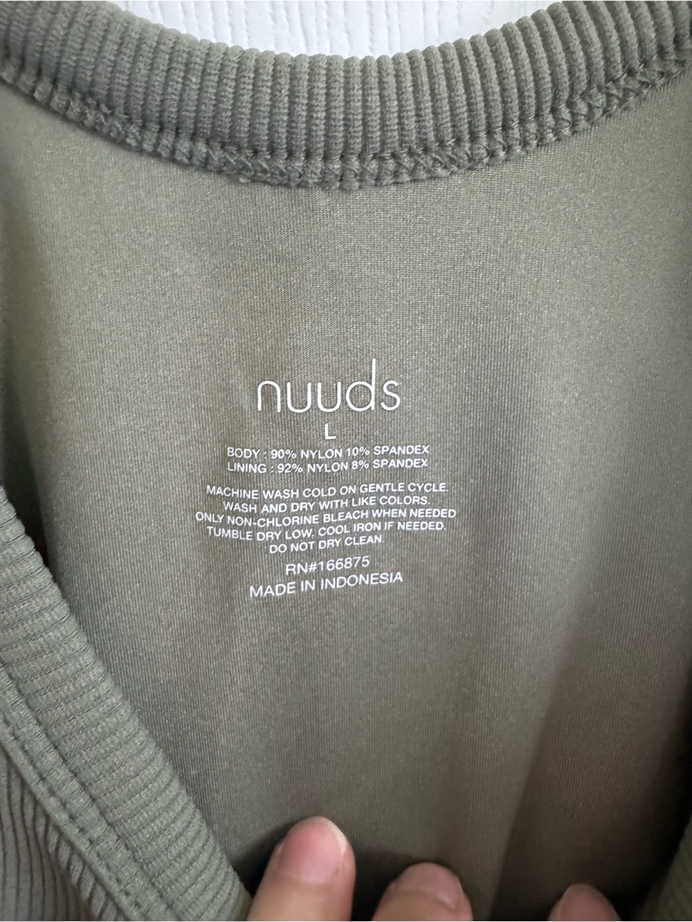NWOT NUUDS Olive Ribbed Scoop Neck Bodysuit - Picture 3 of 3